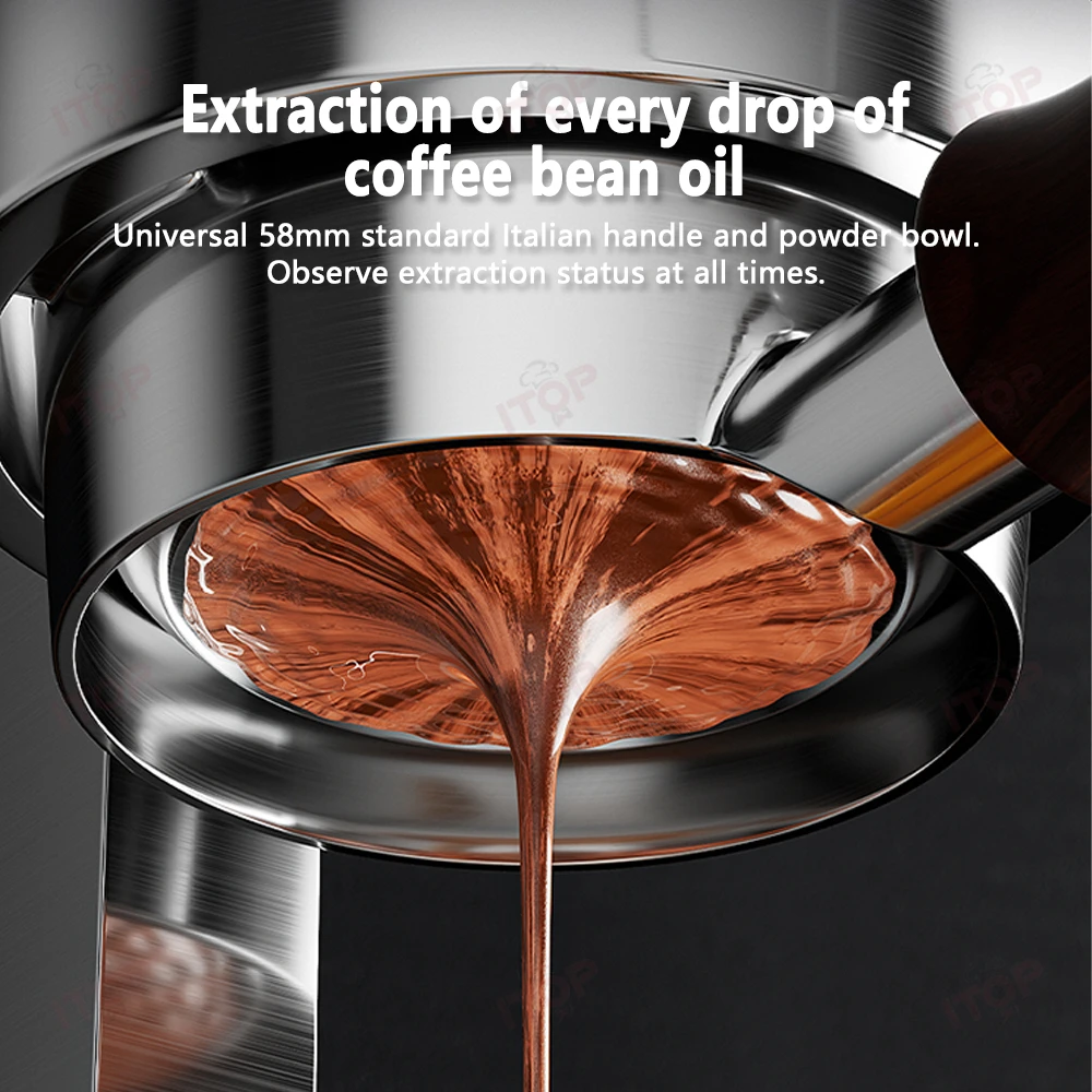 エスプレッソマシン ステンレス製 圧力計付き ITOP 58 ミリメートルハンドプレスエスプレッソメーカーコーヒーマシン