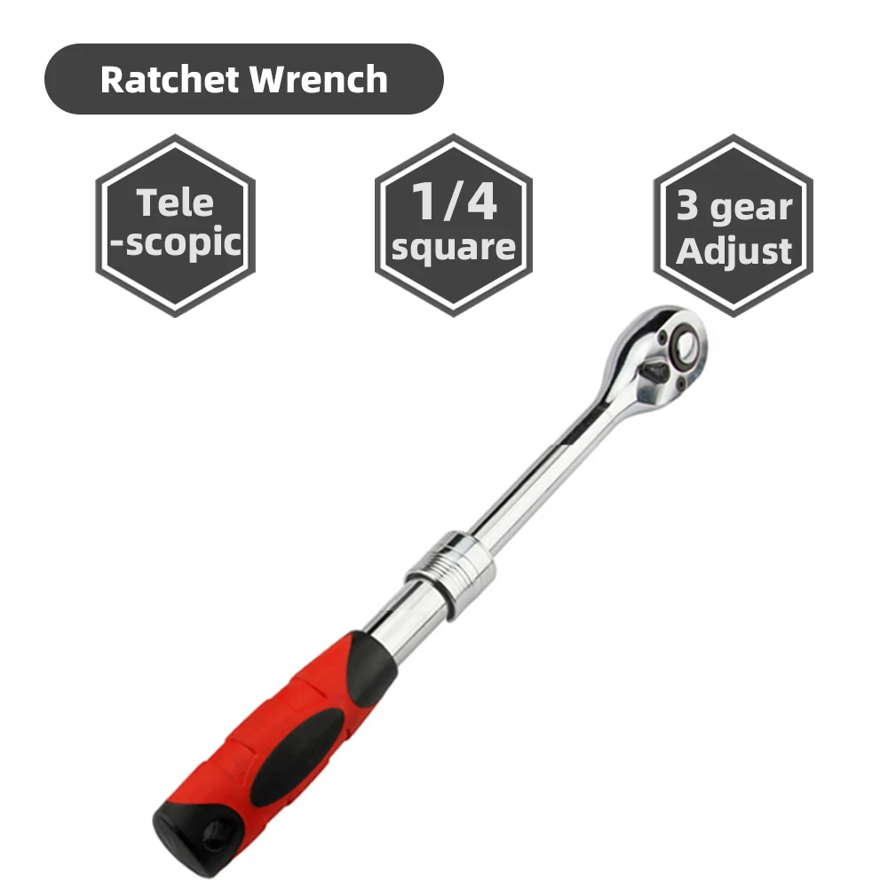 

1/4 Inch Ratchet Wrench 72 Tooth Drive Ratchet Socket Wrench Multi-Funtion Diy Quick-Release Reversible Professional Hand Tools