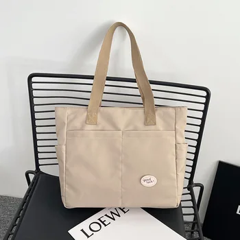 حقيبة يد قماشية على الطراز الياباني للنساء للتنقل حقيبة يد ذات سعة كبيرة حقيبة كتف لطلاب الجامعات والكتب والحقائب المدرسية 2