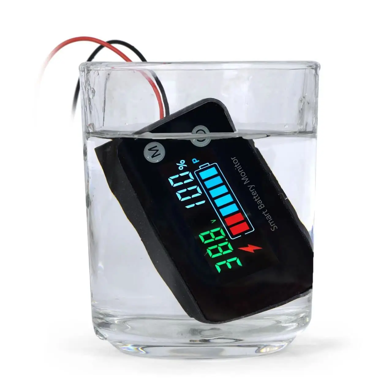 Battery Tester Lithium Battery Tester IPX7 Waterproof Battery Monitor12v 24v 36v 48v 60v 72v Car Motorcycle Golf cart Battery Meter Digital Capacity Remaining