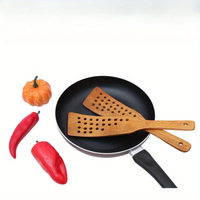 3Pcs Non-Stick Turner Multifunctional Household Wooden Spatula Pancake Cooking Shovel Turner Slotted Spatula Kitchen Gadgets
