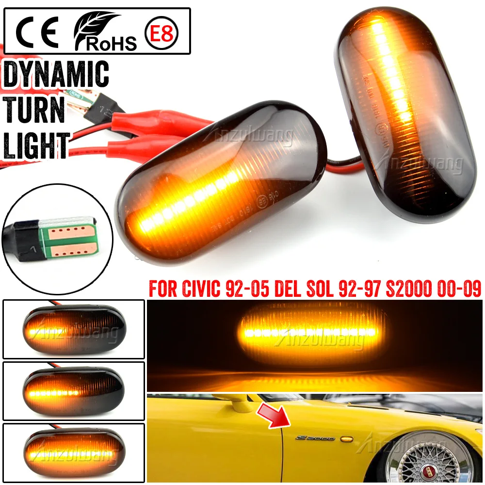 

LED Dynamic Side Marker Turn Signal Light Repeater Blinker For Honda Accord Civic CRX Prelude S2000 Del Sol Fit Integra