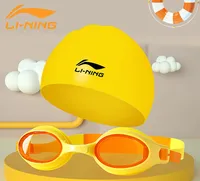 LINING Kids Anti-Fog UV Protection Waterproof Adjustable Silicone Swim Goggles+Caps Professional Sports Diving Eyewear Glasses