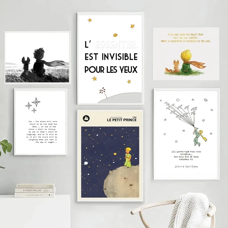 

Poster The Little Prince and Fox Canvas Art Print Wall Pictures The Little Prince Canvas Painting Art Kids Room Wall Decor