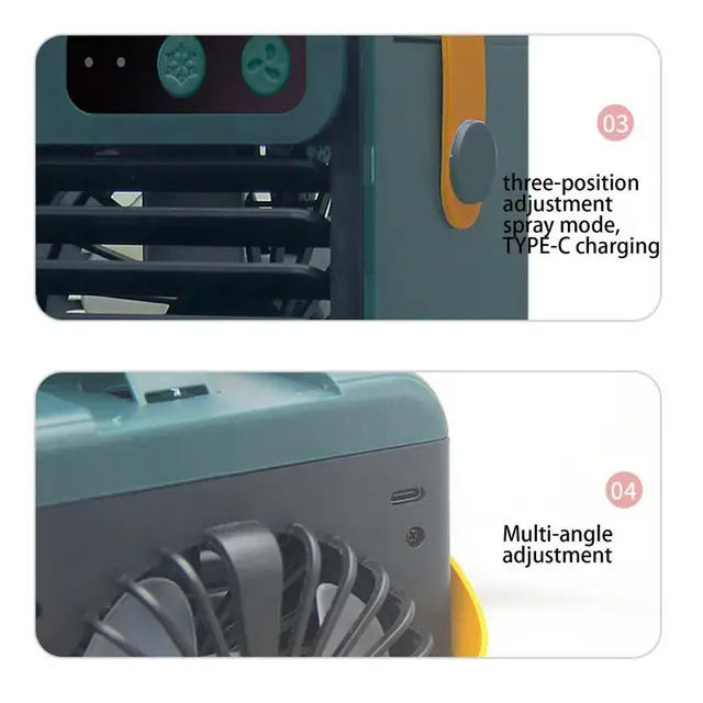 Hordozható Léghűtő Szépség Tükör Tervezés Usb Töltő Légzennyezős Párolgó Hűvösebb Csendes Léghűtés Asztali Asztal Utáni Ac Ventilátor - Image 3