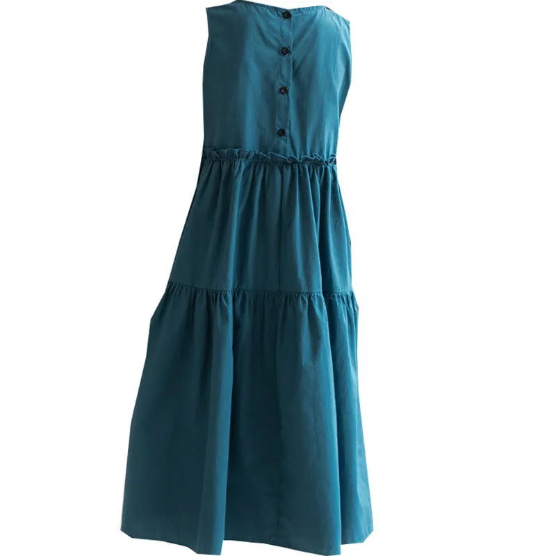 Big Girl Blue White Green Dress Long Kid Clothing Summer 2025 Tween Dresses 12-14-16 Girls 6 7 8 9 10 11 13 15 17 18 19 20 Years - Image 6