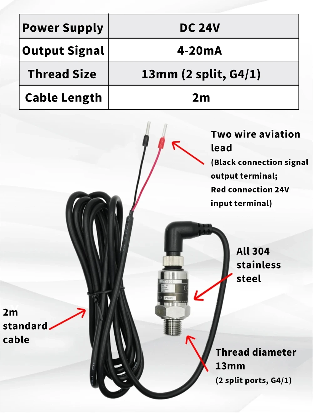 IP65/IP68 압력 트랜스미터 압력 트랜스미터 워터 펌프 센서 250Bar 400Bar 25Mpa 40Mpa 0-16Bar/0-10Bar 1/1.6Mpa/ G1/4