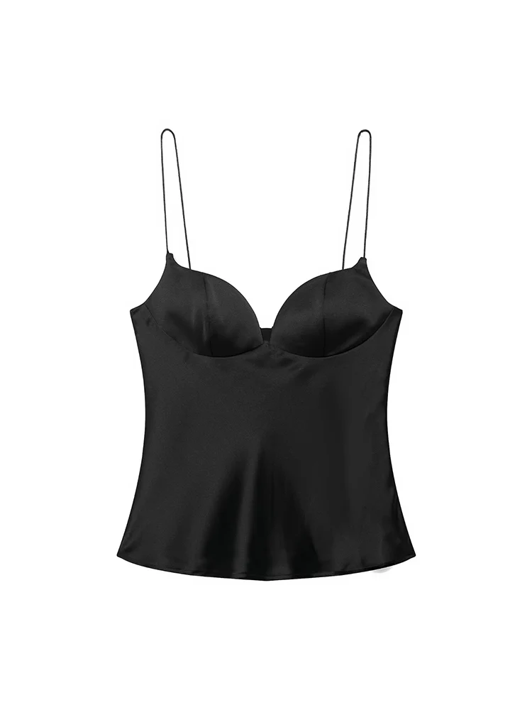 TFMLN Summer Women's New Chic Slim Heart Neck Sling Elegant Women Thin Straps Tops Street Fashion Comfortable Holiday Tops