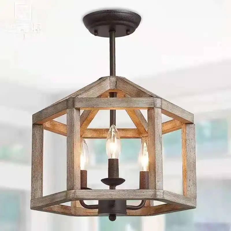 

American Retro Industrial Ceiling Lamp Farmhouse Corridor Dining Room Lamp Kitchen Bedroom Balcony wood Ceiling Light