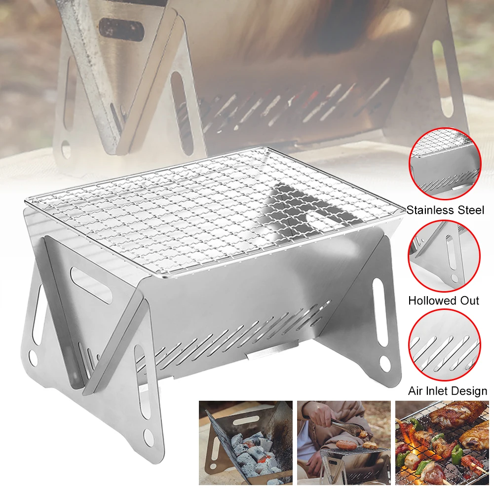 

Folding Grill Outdoor Portable Stainless Steel Charcoal Stove Multifunction Detachable Picnic Small Stoves Camp Cooking Supplies