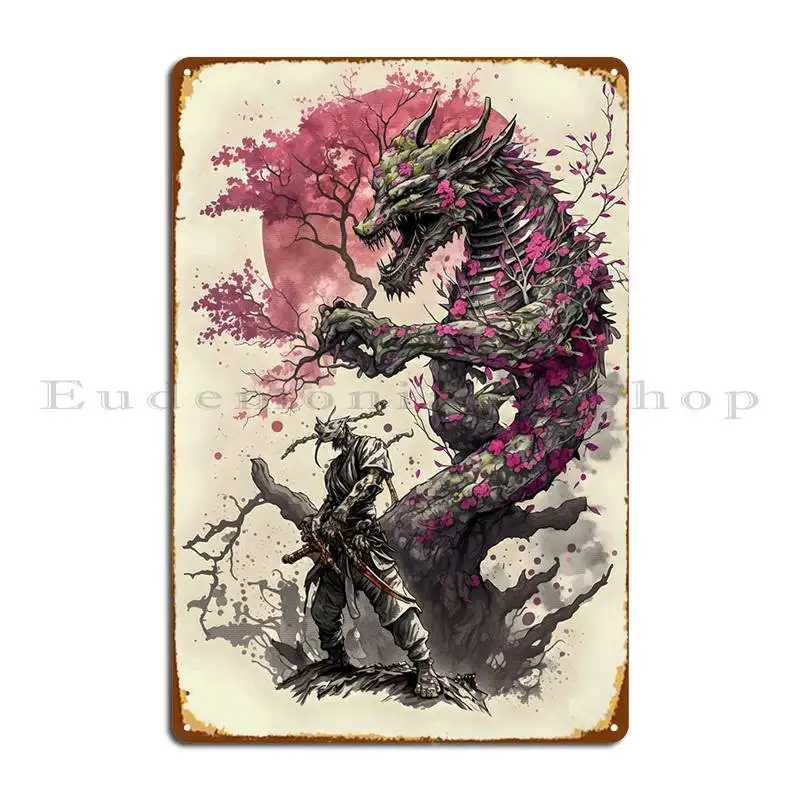 

Металлический плакат с изображением дракона и цветов, клуба, бара, клуба, кухни, паба, железный жестяной плакат