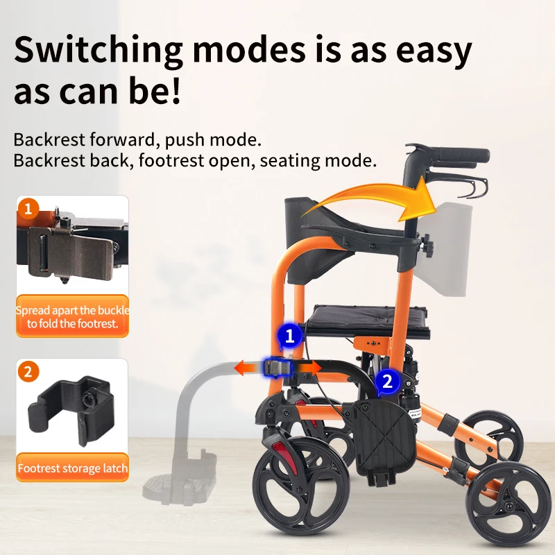 Aux 15kg walking aid Widening double spring shock absorbers, foldable/detachable pedals, assisting with walking 2