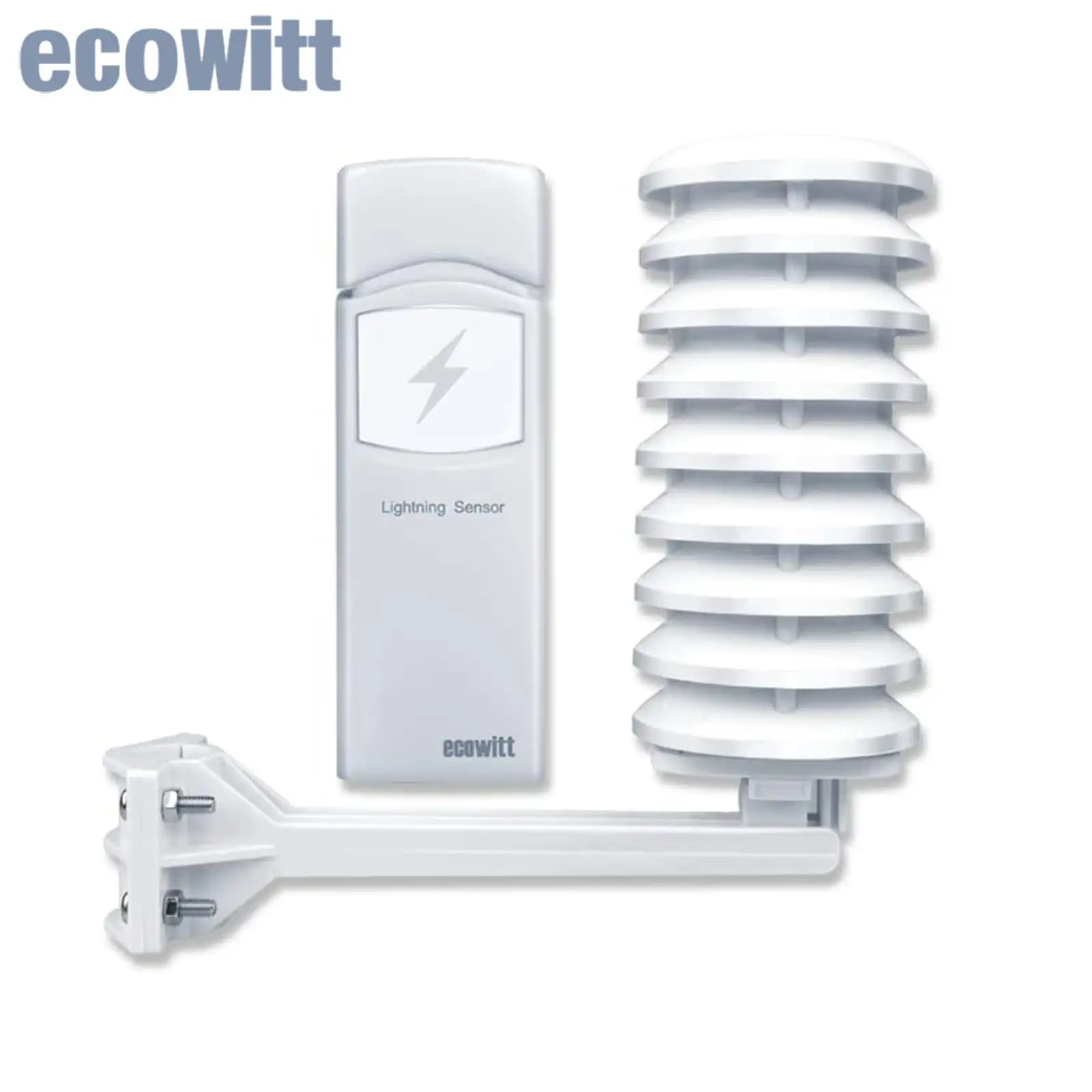 Ecowitt WH57 Wireless Lightning Detection Sensor with Solar Radiation Shield, Detects Lightning Bolts and Storms within 25 Miles