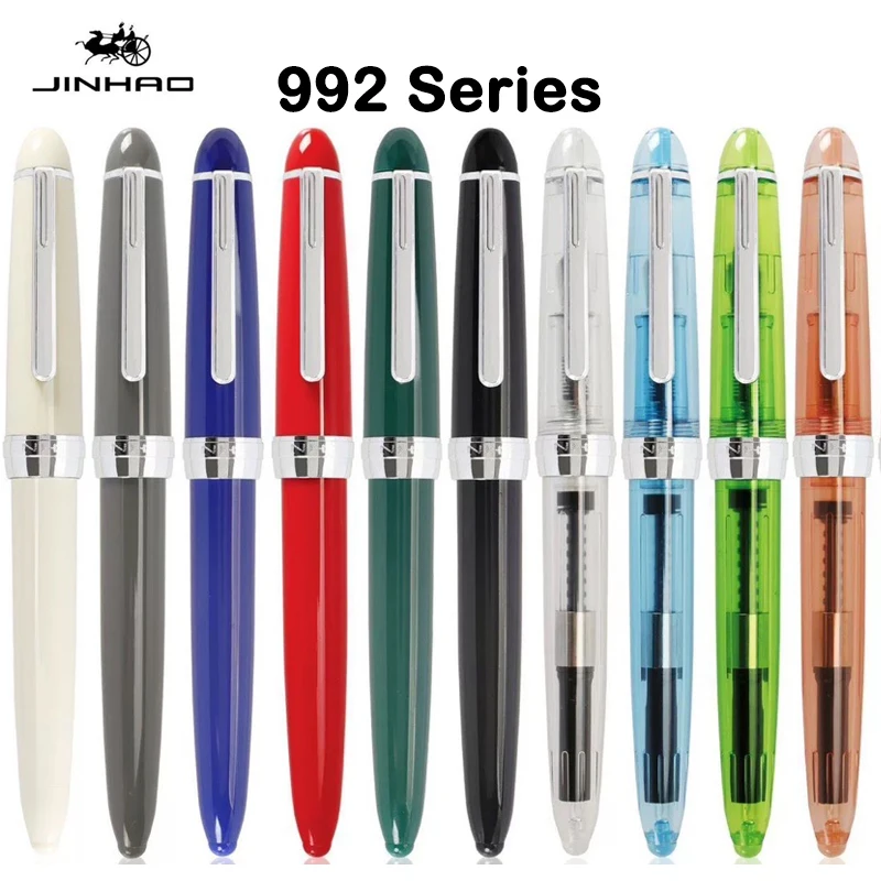 Luxury JINHAO 992 Fountain Pen 12 Colors Silver Clip Stationery Office School Business Supplies Writing Pens Gift PK 9016 9019 2