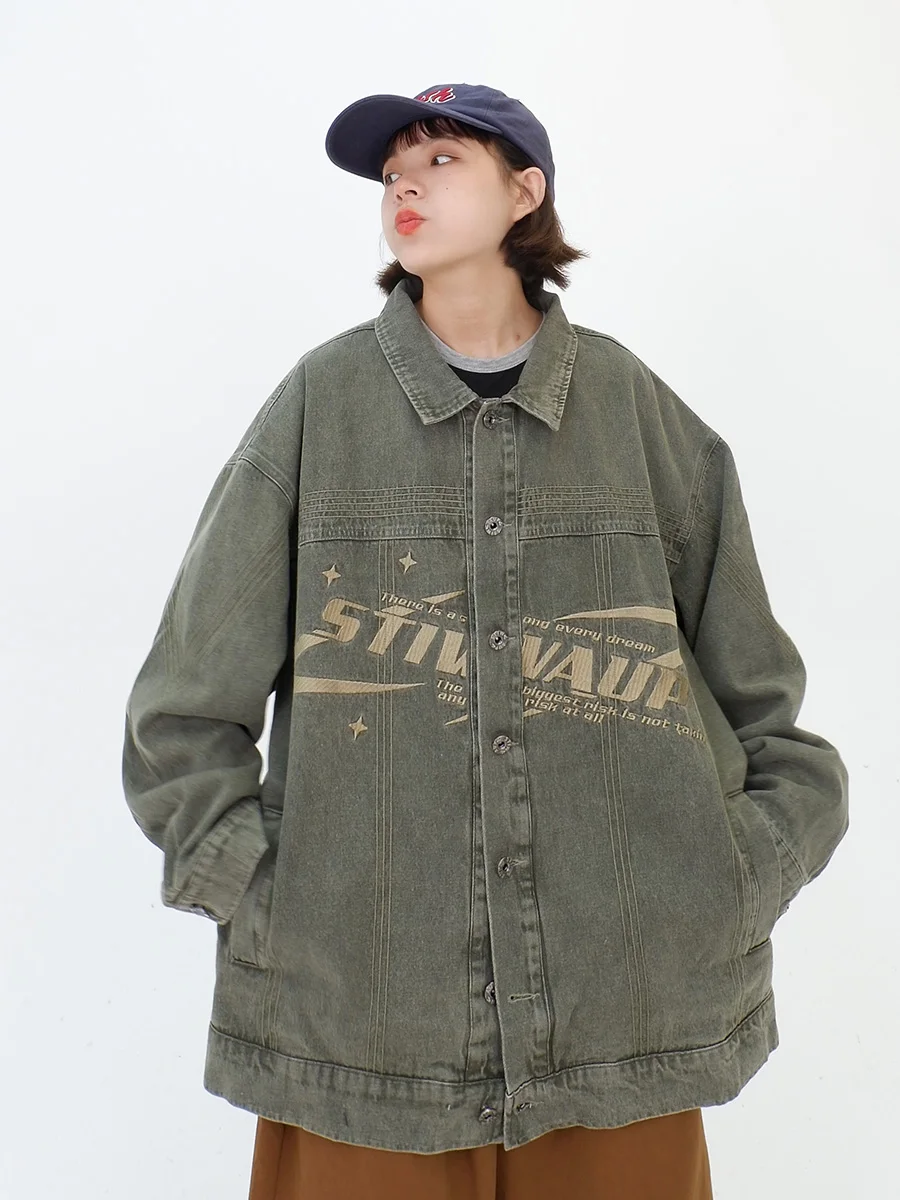 Old washed denim coats for women in autumn 2023, new loose fitting bf street hip-hop retro jackets trend