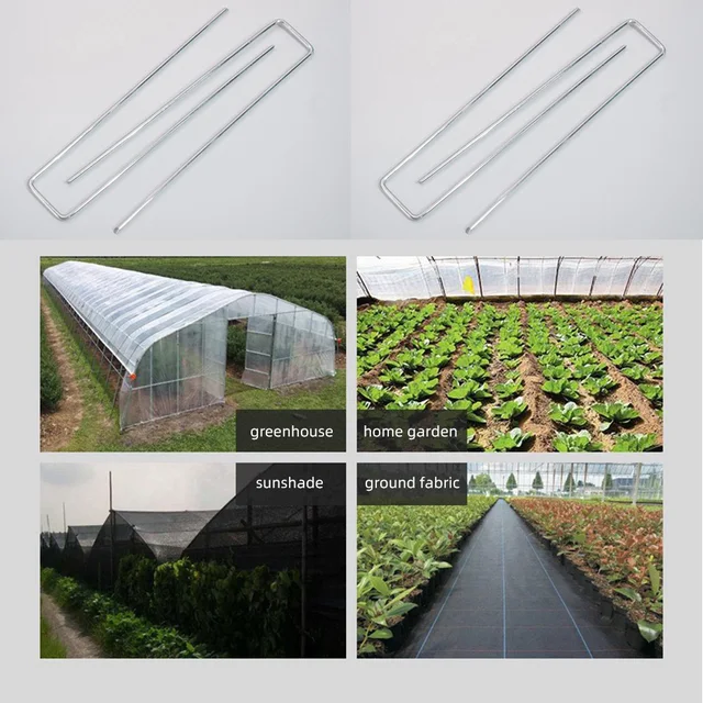 U Alakú Horganyzott Őrölt Horgonyok Tétek Csapok A Gyeptermelő Gyomnövényes Helyszíni Fűszövet Hálószálak Rögzítéséhez - Image 6