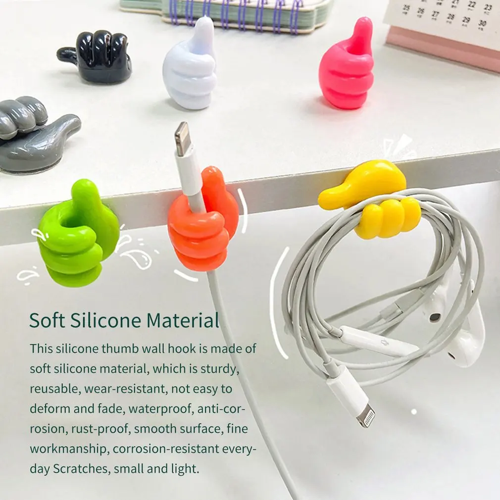 

12pcs Thumb Hooks Multifunctional Clip Holder Wire Organizer Wall Hooks Hanger Strong Kitchen Bathroom Desktop Storage Holders