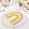 Cute Round Rug Bedroom Tassel Carpet Mat Bedside Kids Room Ddecoration Cartoon Floor Mats Home Soft Machine Washable Area Rugs 2