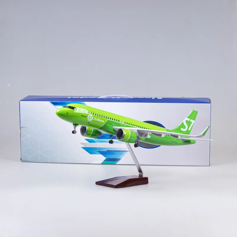 With Wheels And Lights 47cm Siberian Airlines Airbus A320neo Simulation Passenger Aircraft Model S7 Gift Collection Display