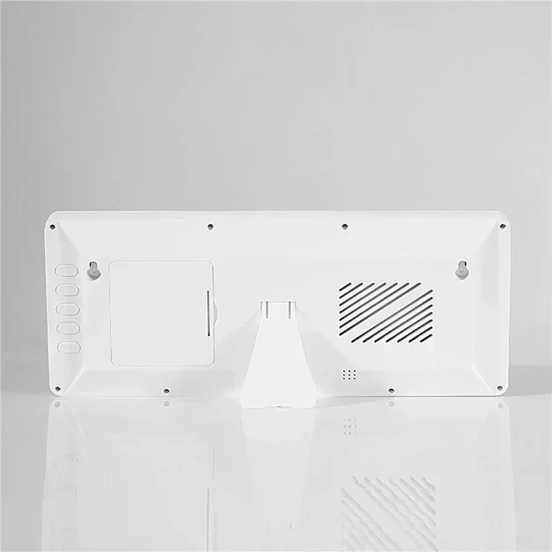 Digital Wall Clock Battery Powered LCD with Temperature Humidity Date Time Week Display Desktop & Wall Hanging
