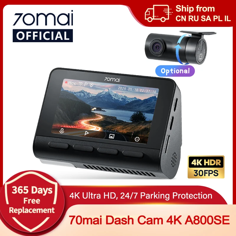 新品 F1.8 128GB 4K/FHD 70mai DashCamA800SE Dash Cam 4K A800SE UHD Supercapacitor Dual-channel - 70mai