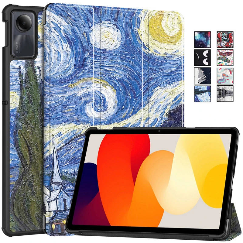 Estojo de Couro Tri-dobrável com Suporte Pintado Capa Inteligente para Xiaomi Redmi Pad se 11 2023