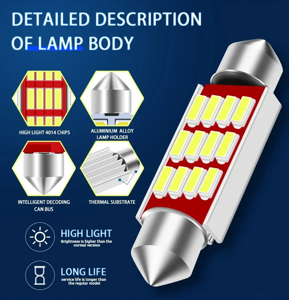 ?A?? C5W C10W LED a, 4014 LED oa? ?E?AO ???˦ ?Ao ??oa, ?Aa̢ o?U 12V, 31mm, 36mm, 39mm, 41mm, 10 