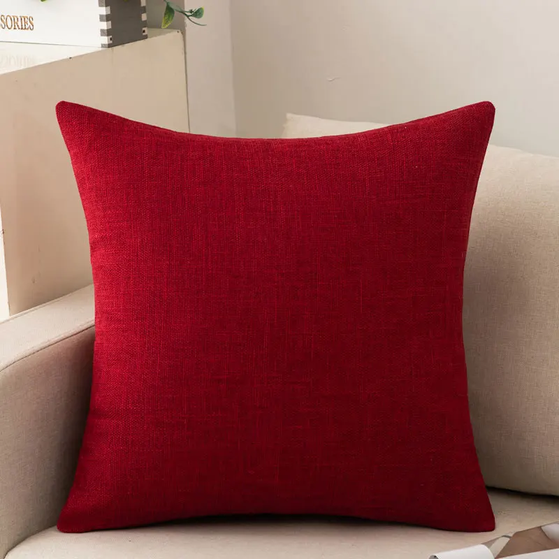 Scandinavian ins style solid colour pillow cover heavy cotton linen living room sofa cushion winter waist pillow case 6