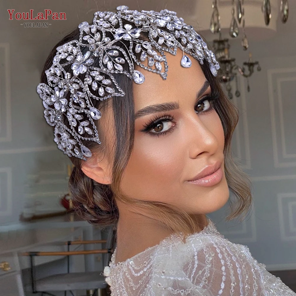 

Женская тиара и корона для волос TOPQUEEN, роскошный искусственный головной убор, свадебные аксессуары для волос, головные уборы HP426