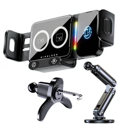 15W Universal Wireless Car Charger with Auto - Sensing & 360° Rotating Mount (Metal Holder)