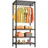 Mini Portable Closet, 4 Tiers Freestanding Clothing Garment Rack for Small Space, Metal Clothes Wardrobe System for Bedroom 1