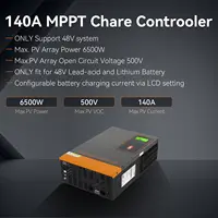 Contrôleur de charge solaire MPPT PowMr 140A avec écran LCD, compatible avec les batteries au lithium et au plomb-acide 24V 48V, avec panneau solaire, entrée 60~500VDC 2