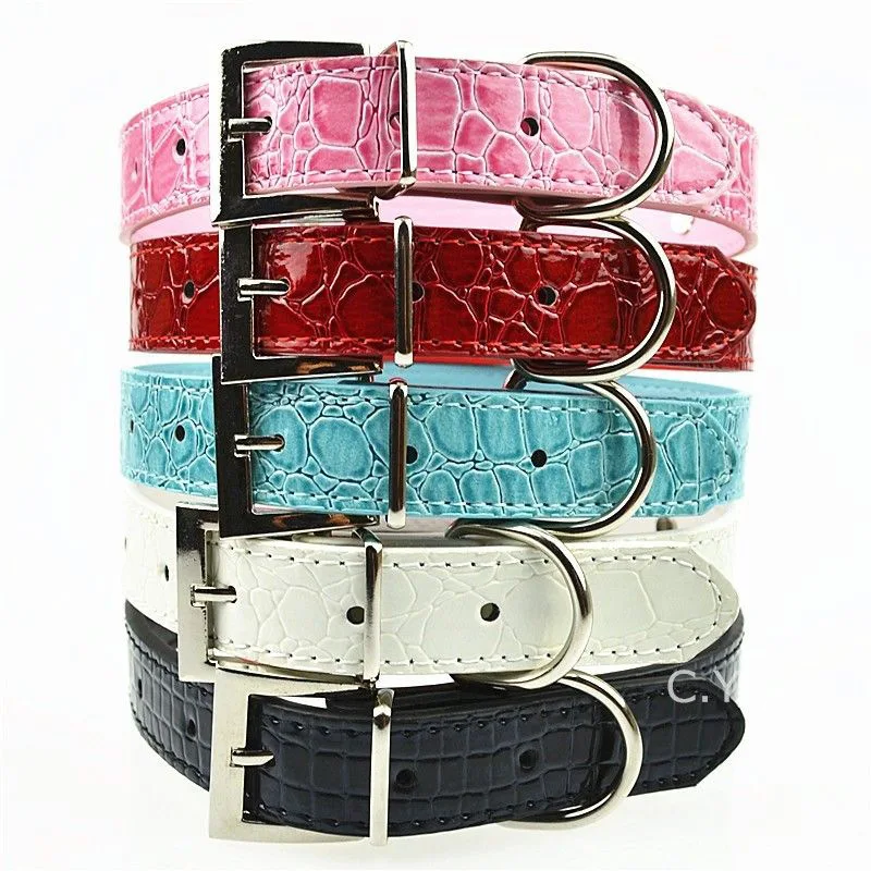 Dog Collar Pet Collar Pet Necklace Luxurious Personalized DIY Pet Necklace Pu Crocodile Collar Cat Dog Collar Small And Medium Dog Leather Rhinestone Bling