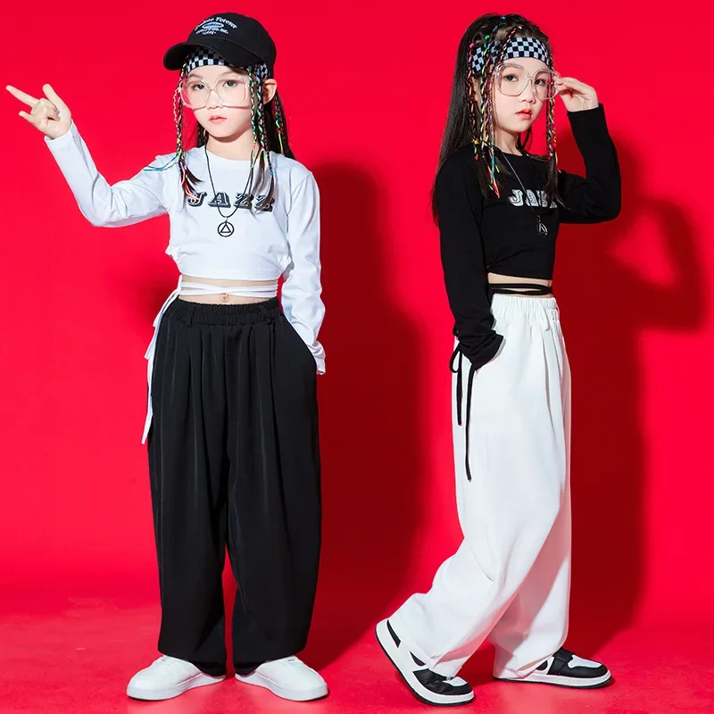 Girls Jazz Dance Performance Clothing Celebrities Crop Tops Children Streetdance Wear Training Clothes Hip Hop Dance Costume
