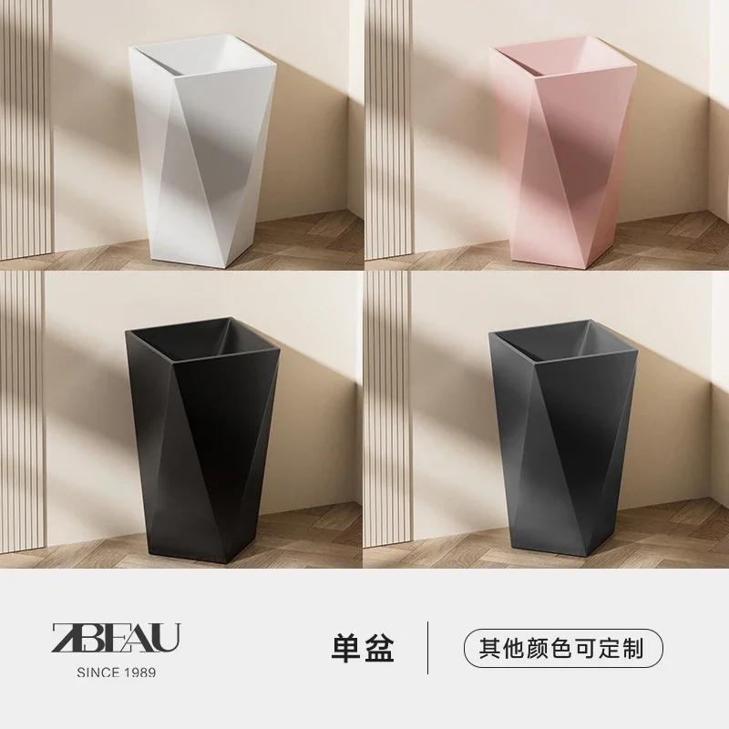 Three-Dimensional Column Wash Inter-Platform Basin Integrated Floor Ceramic Hotel Wash Basin Balcony Single Bathroom