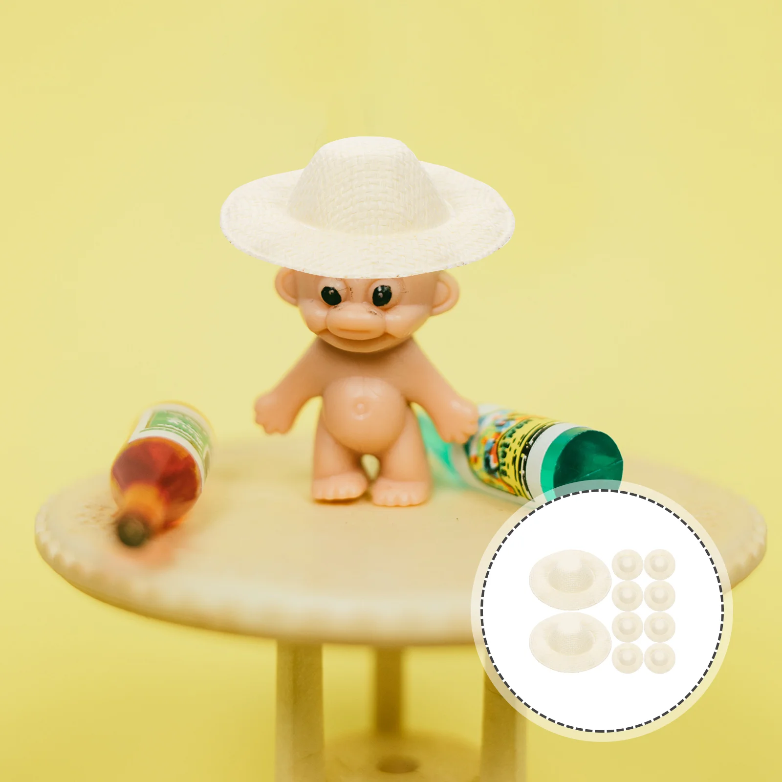 

Miniature Doll Hats Straw Hats Tiny Woven Hats Miniature Straw Hats Doll Accessories Cloth Baby Knitted Hat