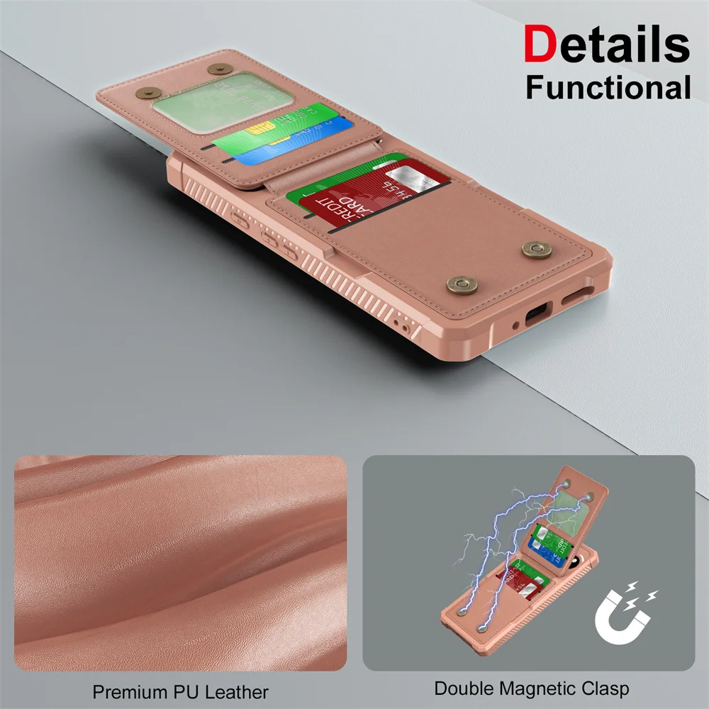Elegant Leather Flip Wallet Case with Stand and Magnetic Closure