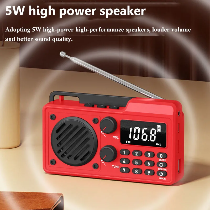 Mini Full Band Radio Portable FM AM SW DSP Radios Receiver Timed Shutdown Bluetooth Speaker TF USB Music Player 64-108MH 9K/10K