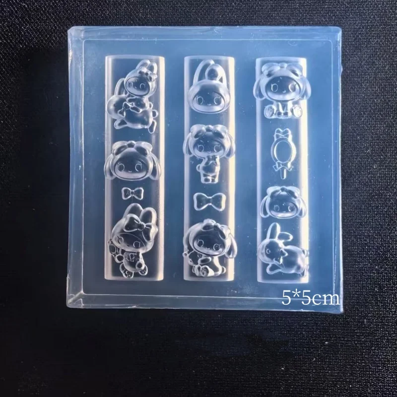 카와이 산리오 마이멜로디 3D 아크릴 네일아트 몰드 액세서리 DIY 나비 리본 토끼 거울 실리콘 템플릿 네일 몰드 참