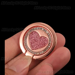 Diamond - Encrusted Foldable Ring Finger Holder - Portable Universal Phone Stand (Rose gold)