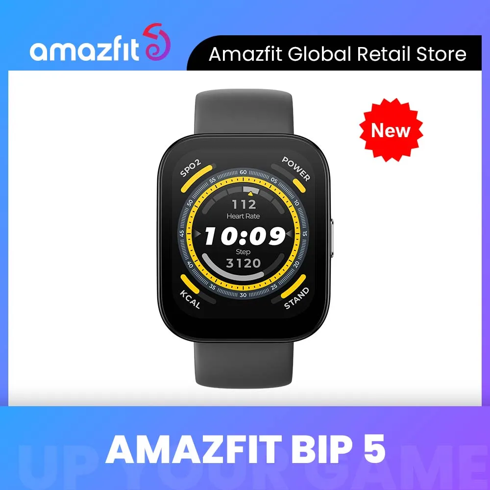 Amazfit-Montre connectée Bip 5 pour téléphones Android et iOS, ultra-large, écran HD 1.91 pouces, Bluetooth, appels téléphoniques, nouveauté