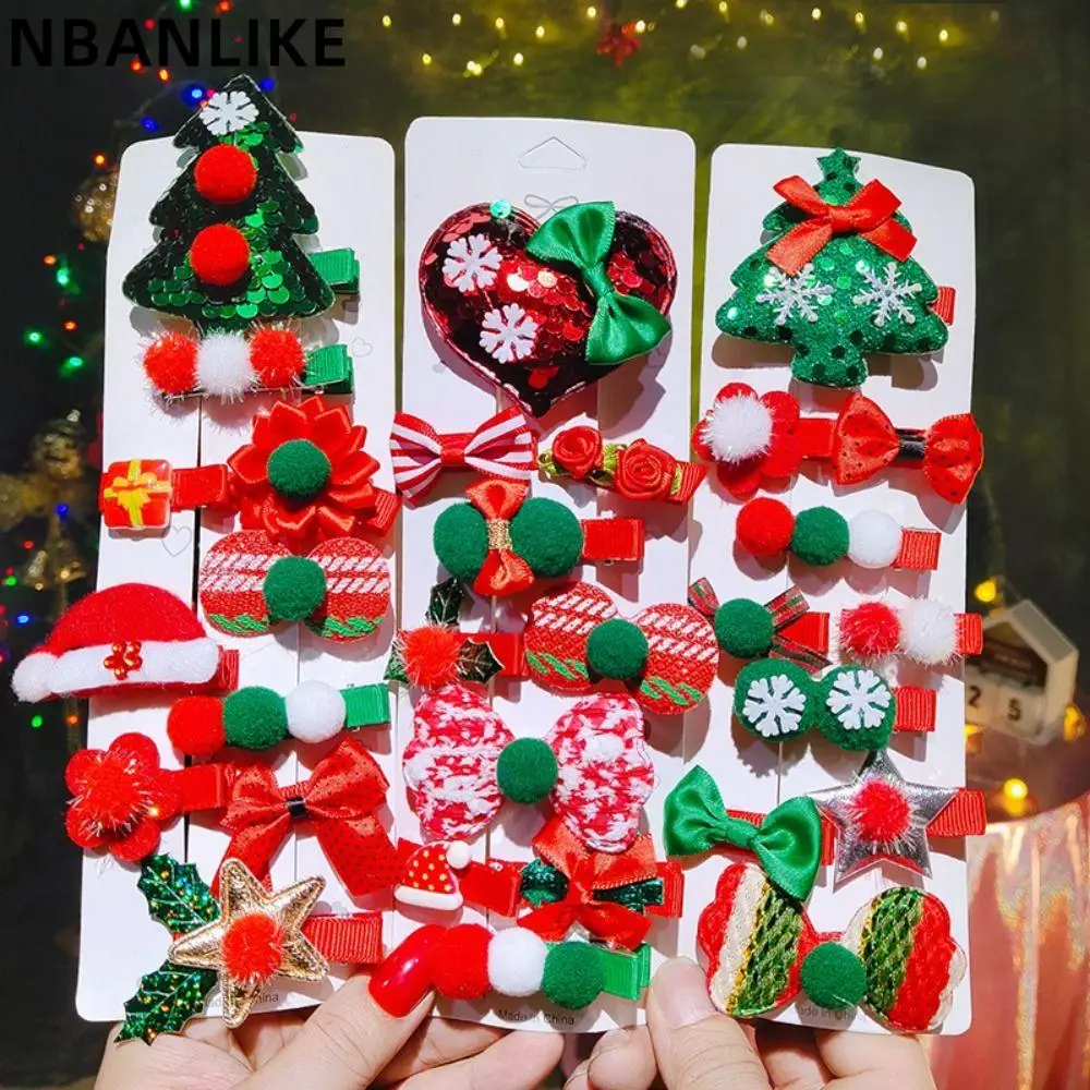 

1 Set Star Sequin Antler Christmas Hair Clip Cute Creative Plush Duckbill Clip Merry Christmas Decor