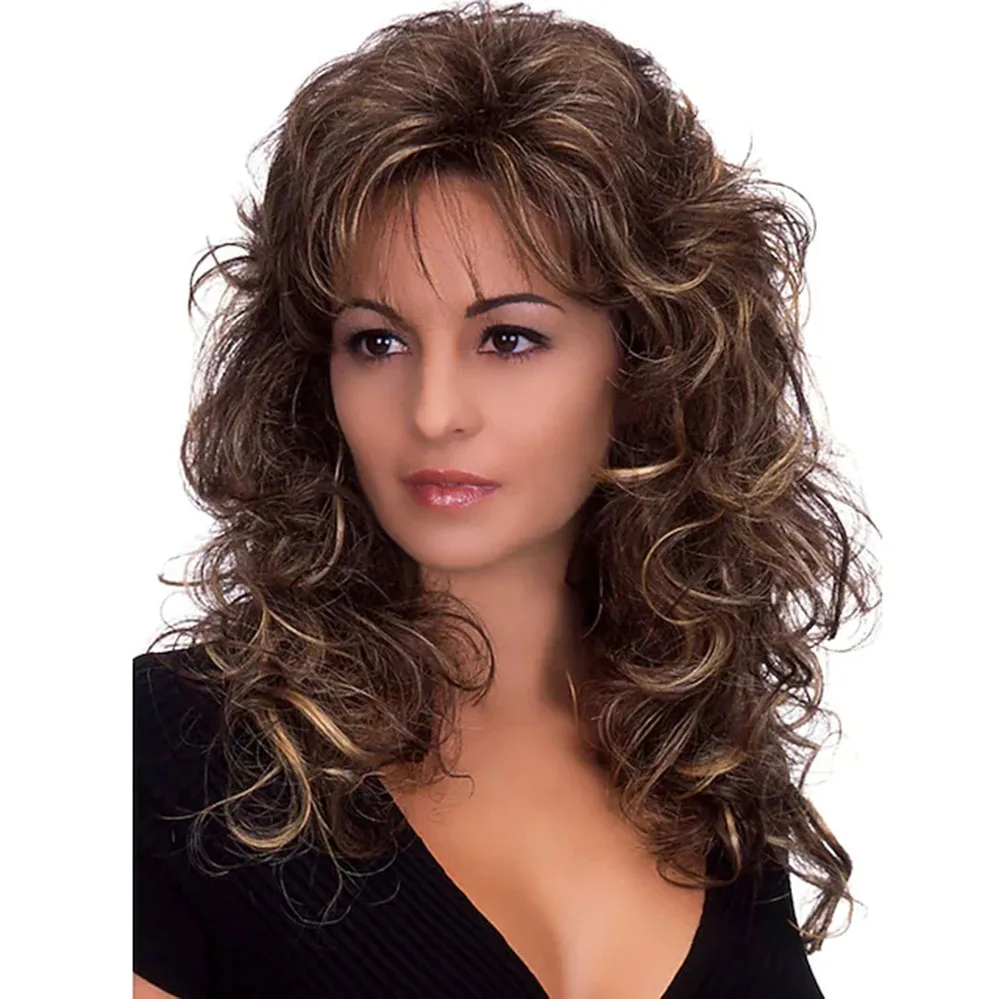 

Long Hairstyles with Bangs Synthetic Hair Wigs for Women Long Layered Wavy Wigs for White Women