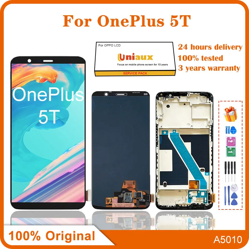 

100% Original 6.01 inches AMOLED Display with frame for OnePlus 5T 1+5T A5010 LCD Touch Screen Digitizer Replacement Parts