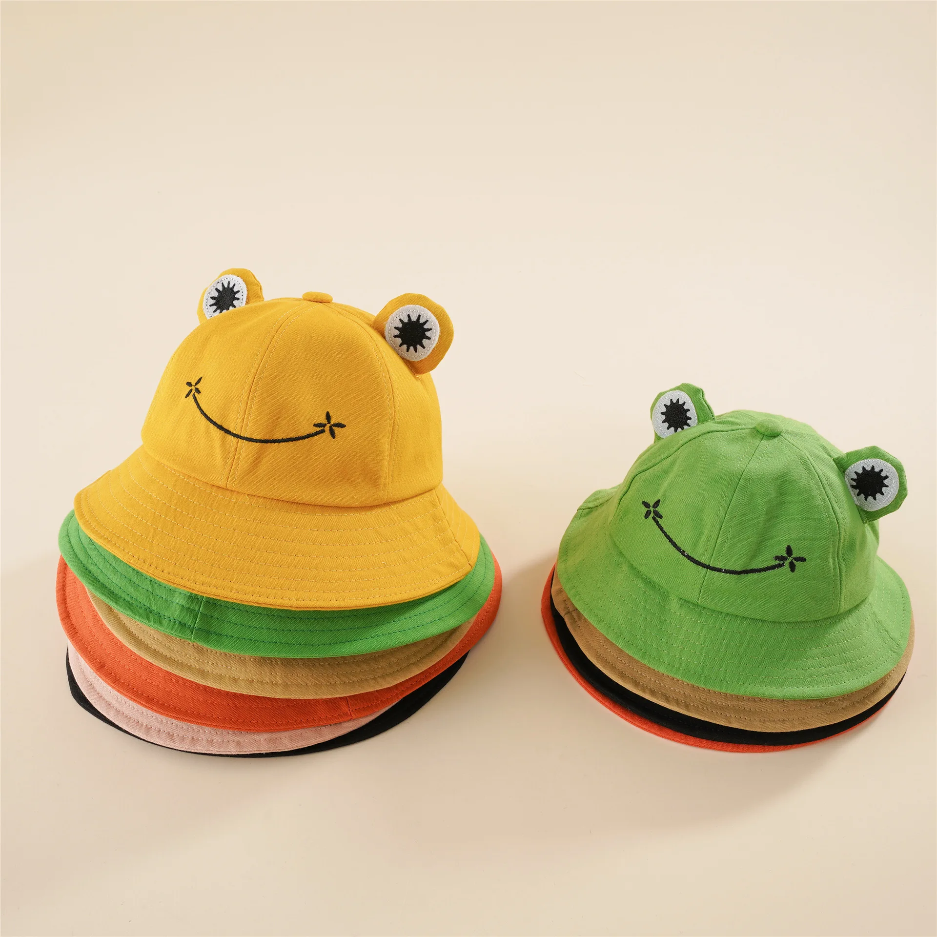 Parent-Kid Cartoon Frog Bucket Hat Panama Fishing Cap Cute Froggy