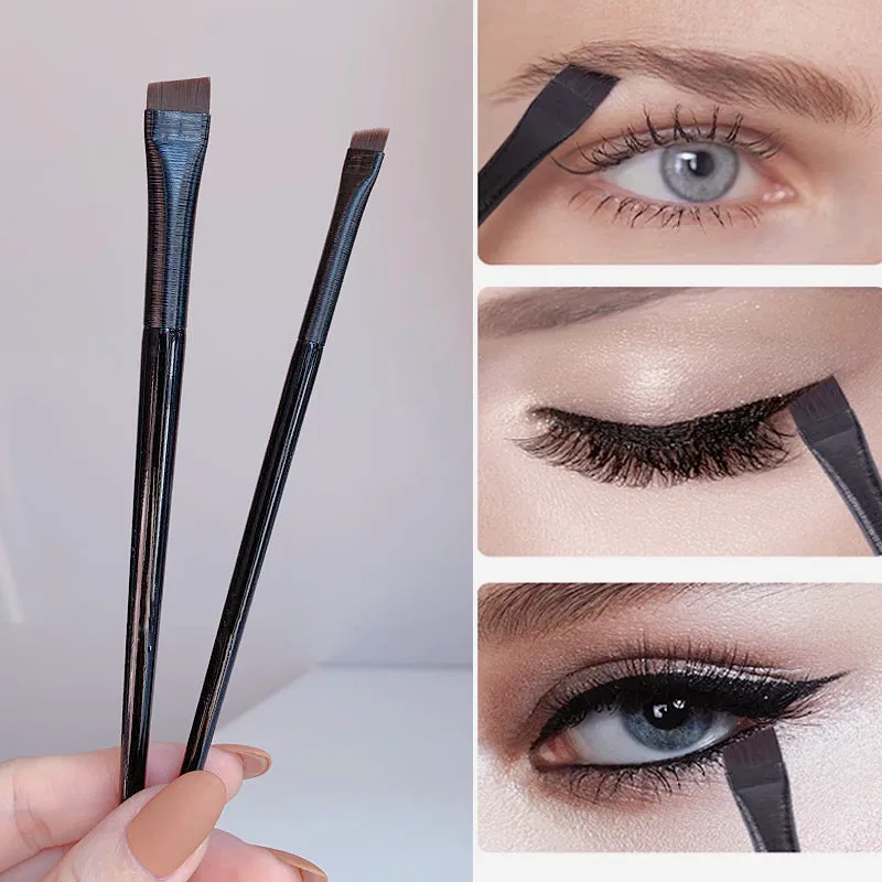 New12pcsBladeMakeupBrushesAngledThinEyebrowBrushFlatFine