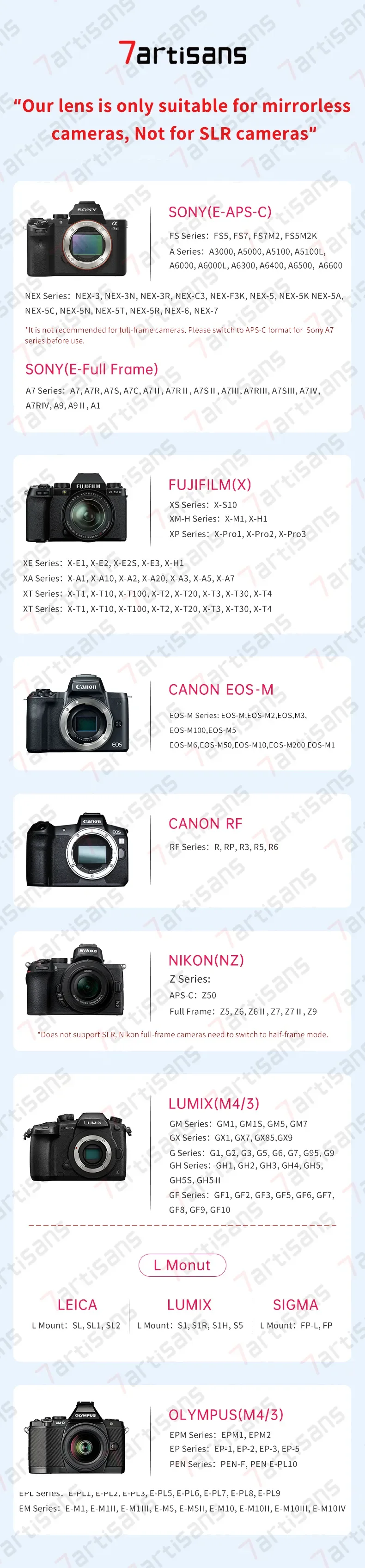 7artisans 50mm F1.8 APS-C Large Aperture Portrait Prime Lens For Sony E Fuji X C
