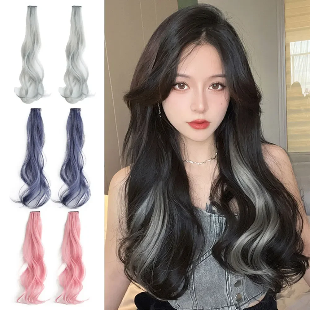 Длинные кудрявые волосы цветные волосы удлинители волос на заколке хайлайтер радужные волосы утягивающие розовые синтетические пряди для волос на заколках