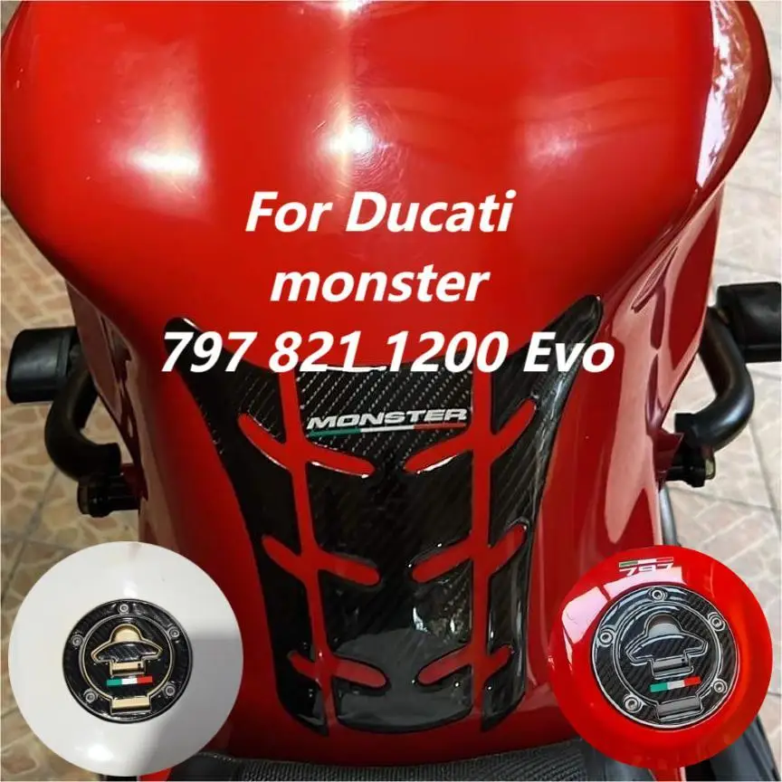 

3D For Ducati Monster 797 821 1200 Evo Carbon Brazing Fuel Tank Cap Sticker Motorcycle Refitting Scratch Resistant Decal