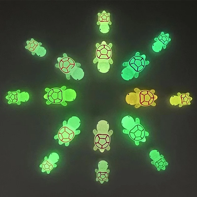 Mini Luminous Turtle Home Decor Landscaping Resin Crafts Glowing Turtle Garden Fish Tank Miniatures Ornaments Decoration 6/10pcs Resin Ornaments